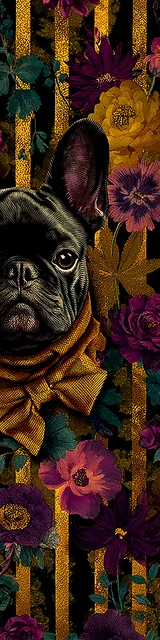 Free printable dog bookmark featuring fancy black frenchie bookmark